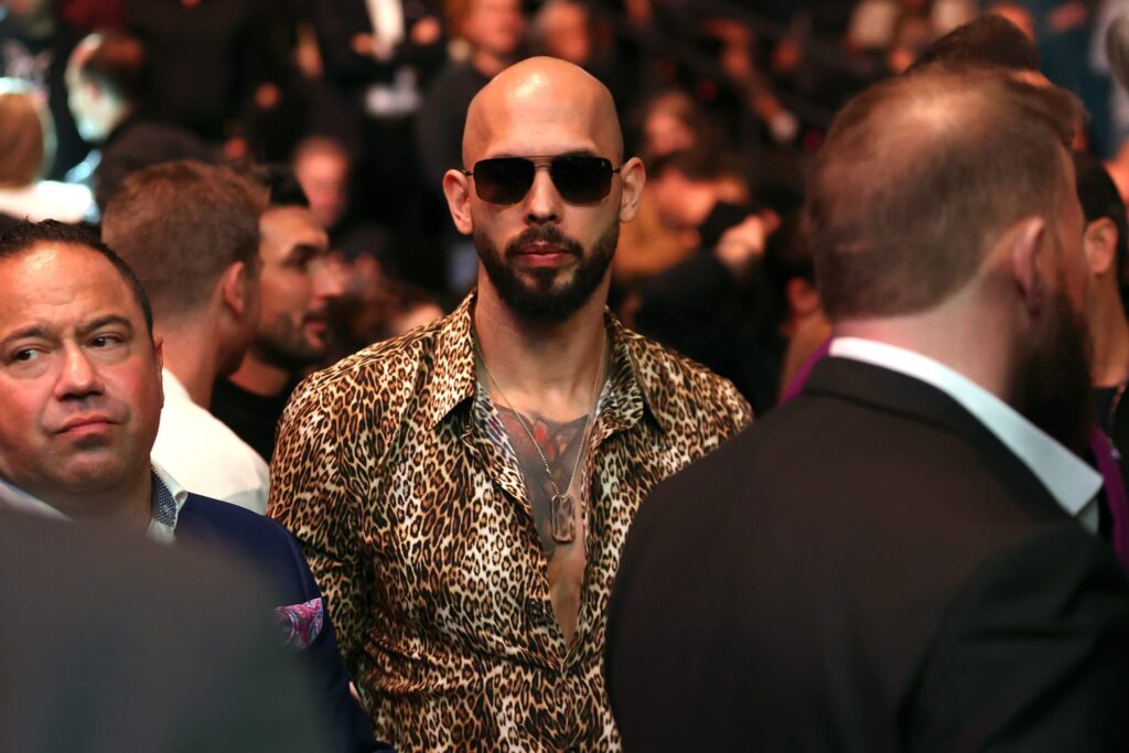 Influencer Andrew Tate attends UFC 313 at T-Mobile Arena on March 08, 2025 in Las Vegas, Nevada.
