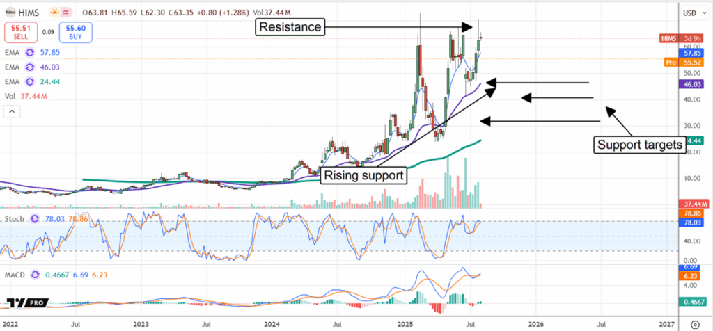 HIMS Stock Chart